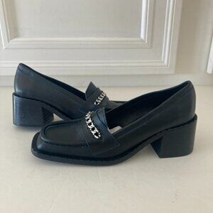 Free People Black Chunky Heel Loafers